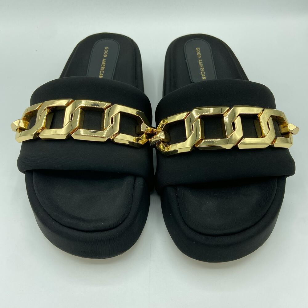 Good American Chain Platform Slides Size 9.5 Blac… - image 2